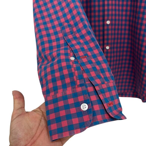 Bonobos Mens Slim Fit Navy/Pink Checkered Button Down Shirt  XL Business Casual - Picture 9 of 10